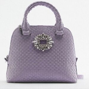 Zara Lilac Woven Textured Hand Bag